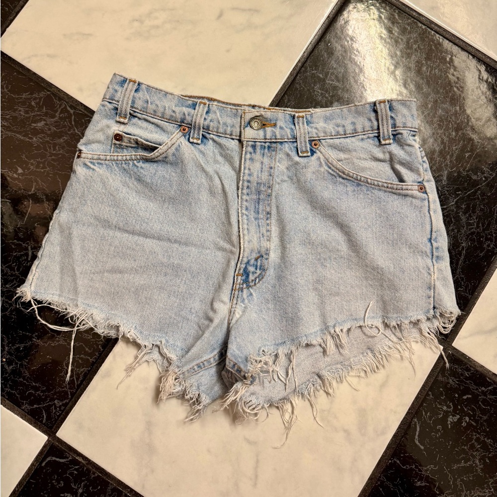Levi 550 Light Blue Denim Womens High Waisted Shorts